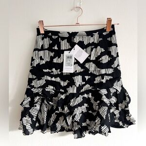 Reiss Black and White Patterned Lined Mini Skirt, Size 0, NWT